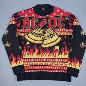 AC/DC Christmas Sweater Mens Medium Black Hells Bells jumper Xmas AC-DC